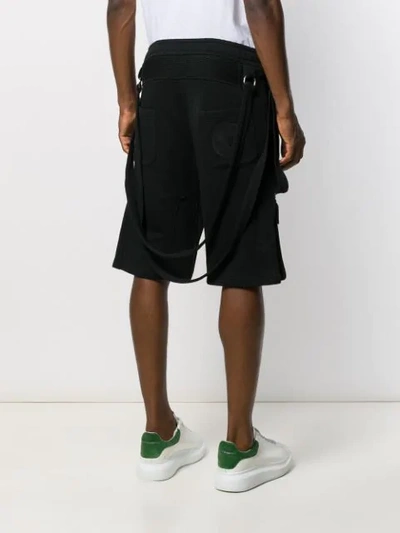Shop Balmain Strap Knee-length Shorts In Black