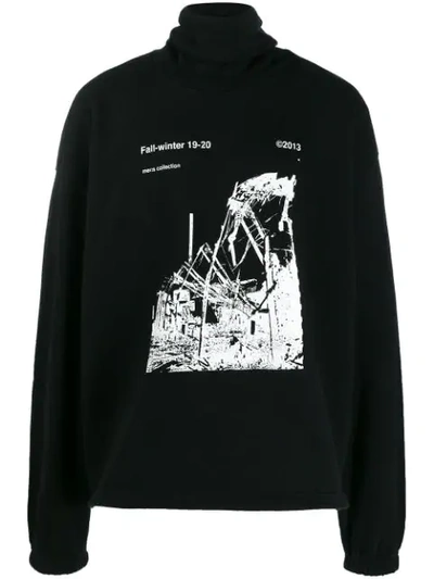 Shop Off-white Oversized-sweatshirt Mit Print - Schwarz In Black