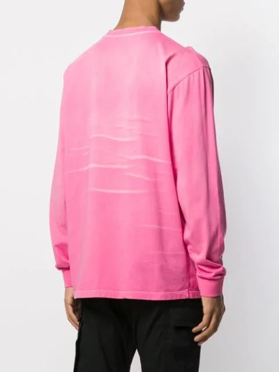 Shop Msgm Creased-detail Upside-down Logo Sweatshirt In Pink