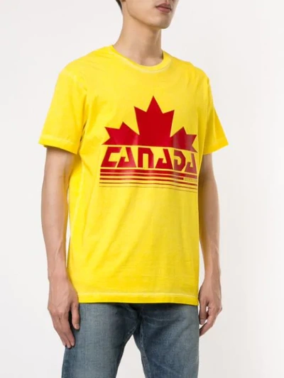 Shop Dsquared2 Printed Canada Leaf T-shirt In Yellow