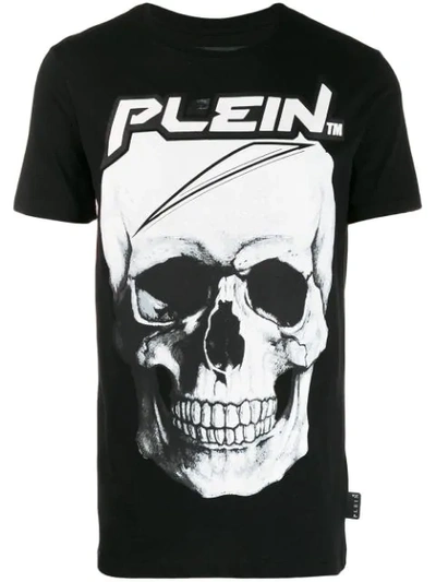 Shop Philipp Plein Crew Neck Space T-shirt In 0201 Black / White