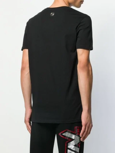 Shop Philipp Plein Crew Neck Space T-shirt In 0201 Black / White