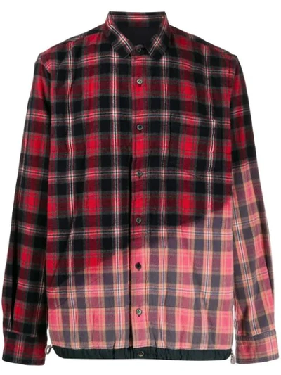 Shop Sacai Fade Out Checked Shirt In 785 Pink Red