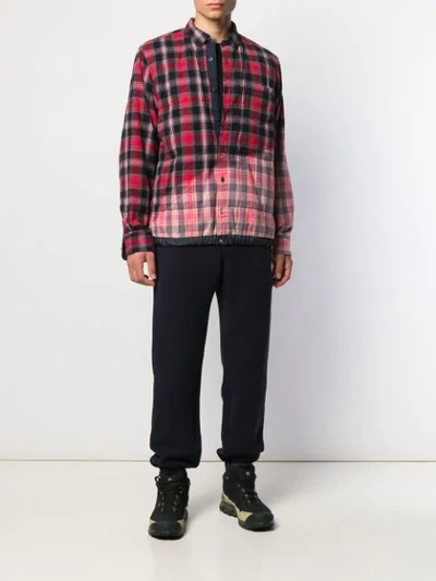Shop Sacai Fade Out Checked Shirt In 785 Pink Red