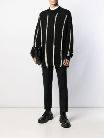 Shop Ann Demeulemeester Striped Intarsia Knit Jumper In Black