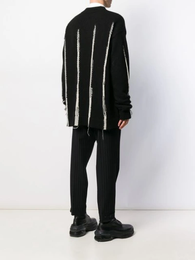 Shop Ann Demeulemeester Striped Intarsia Knit Jumper In Black