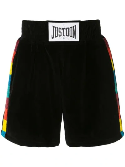 Shop Just Don Velvet Track Shorts In Black