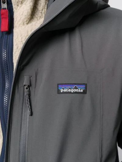 Shop Patagonia Contrast Logo Jacket In Grey