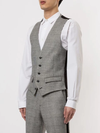Shop Loveless Fitted Plaid Waistcoat In Grey