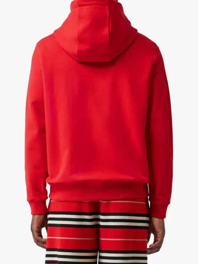 Shop Burberry Logo Print Hoodie In Red