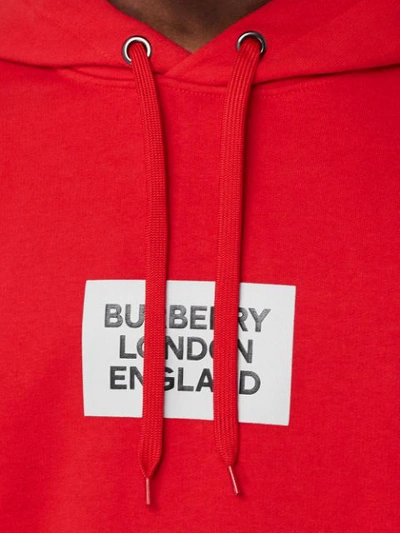 Shop Burberry Logo Print Hoodie In Red
