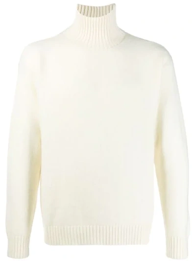 Shop Laneus Turtleneck Knit Sweater In White