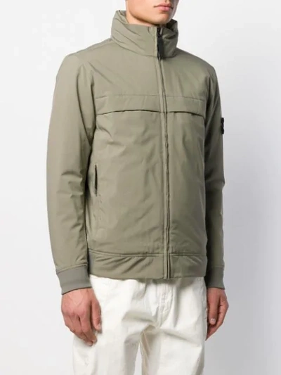 Shop Stone Island Zip-up Hooded Jacket In Green