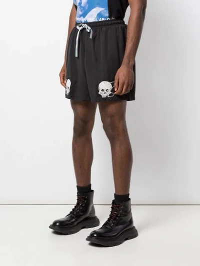 Shop Lost Daze Skull Print Silk Shorts In Black