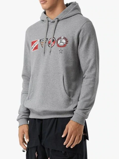 Shop Burberry Logo Graphic Hoodie In Grey
