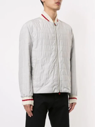 Shop Kiton Quilted Bomber Jacket In White