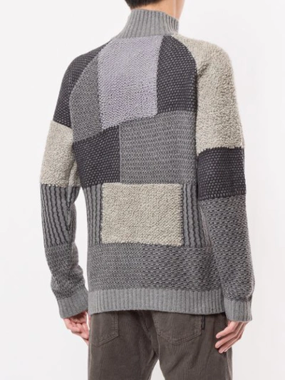 Shop Giorgio Armani Patchwork Knit Jumper In Grey