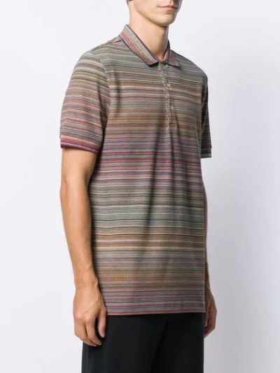 Shop Missoni Short Sleeved Striped Polo Shirt In Brown