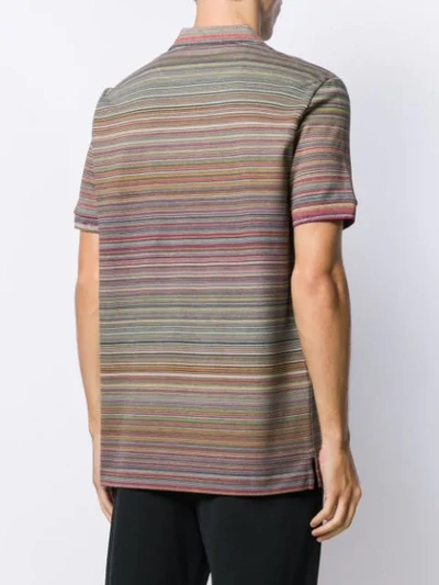 Shop Missoni Short Sleeved Striped Polo Shirt In Brown