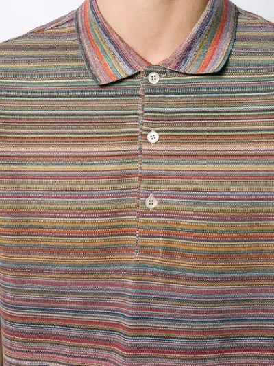 Shop Missoni Short Sleeved Striped Polo Shirt In Brown