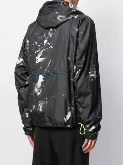 Shop Les Hommes Printed Waterproof Hoodie In Black