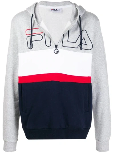 Shop Fila Front Zipped Hoodie In Grey