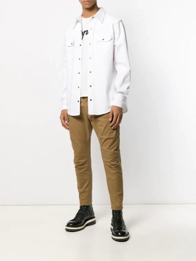 Shop Dsquared2 Tapered Leg Chinos In Neutrals