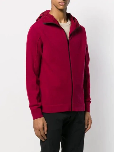 Shop C.p. Company Lens-detail Zip-up Hoodie In Red