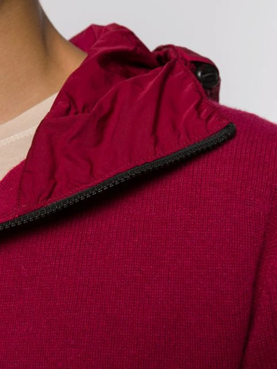 Shop C.p. Company Lens-detail Zip-up Hoodie In Red