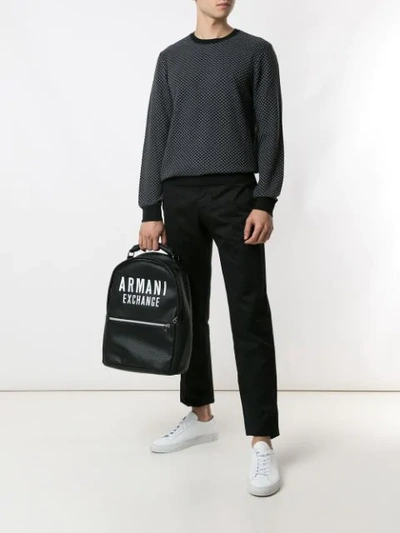Shop Armani Exchange Pulover Regular Fit De Algodão In Black