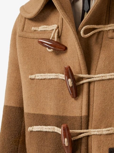 Shop Burberry Panelled Duffle Coat In Brown