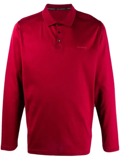 Shop Karl Lagerfeld Logo Patch Polo Shirt In Red