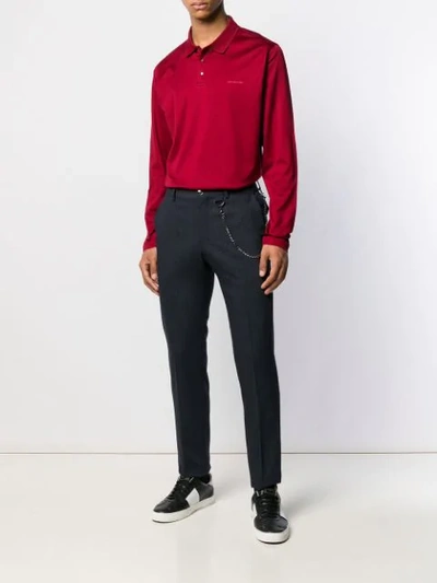 Shop Karl Lagerfeld Logo Patch Polo Shirt In Red