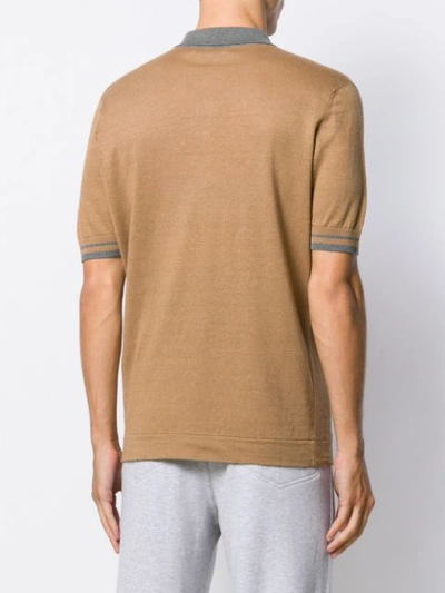 Shop Brunello Cucinelli Knitted Polo Shirt In Brown