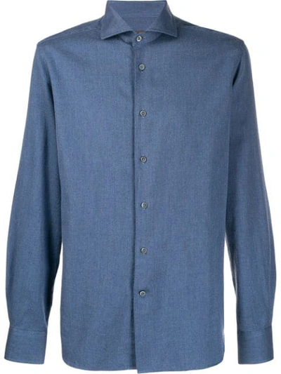 Shop Corneliani Twill Shirt In Blue