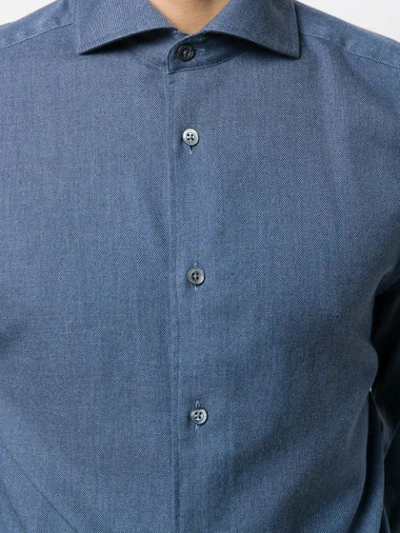 Shop Corneliani Twill Shirt In Blue