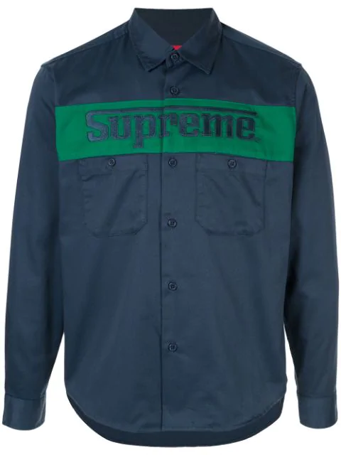 supreme racing logo work shirt