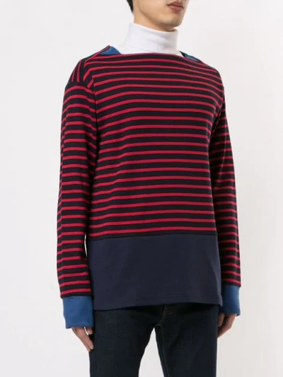 Shop Loveless Striped Boatneck Sweatshirt In Blue