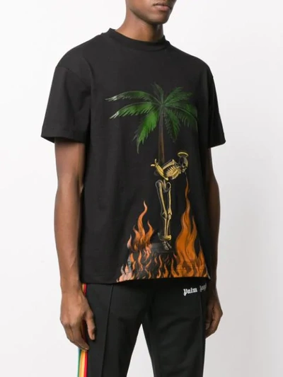 Shop Palm Angels Burning Skeleton Motif T-shirt In Black