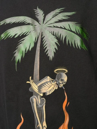 Shop Palm Angels Burning Skeleton Motif T-shirt In Black