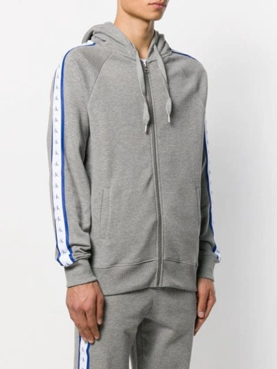 Shop Calvin Klein Jeans Est.1978 Logo Tape Zip-up Hoodie In Grey