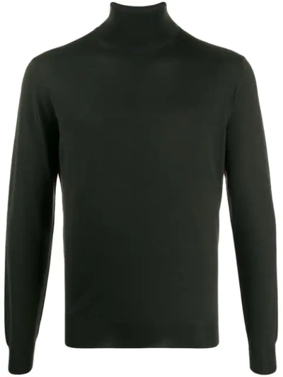 Shop Dell'oglio Ribbed Knit Roll-neck Sweatshirt In Green