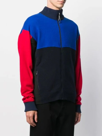 Shop Kenzo Colour Block Knit Jacket In Blue