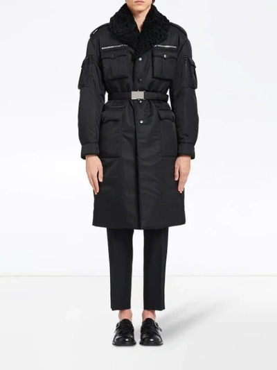Shop Prada Militaristic Single-breasted Coat In Black