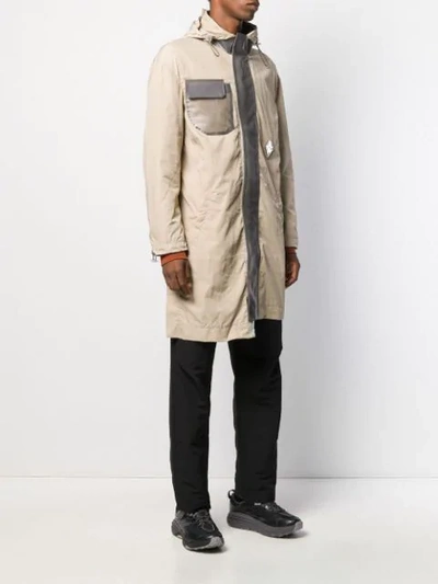 Shop A-cold-wall* Hooded Trench Coat In Neutrals