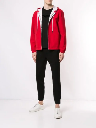 Shop Ck Calvin Klein Contrast Detail Hooded Jacket In Red