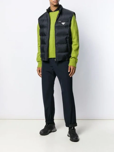 Shop Prada Feather Down Quilted Gilet - Blue