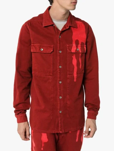Shop Rick Owens Drkshdw Spill-print Shirt In Red