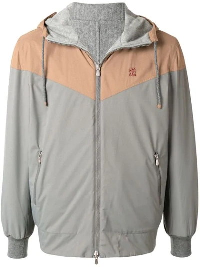 Shop Brunello Cucinelli Reversible Hooded Windbreaker In Grey