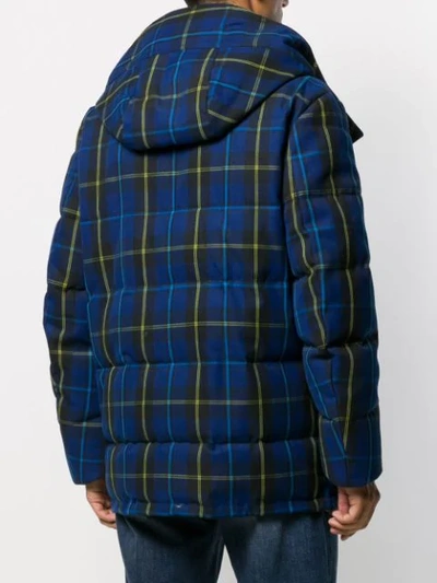 Shop Etro Plaid Hooded Coat In Blue